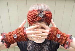 Eclectic Waves Ear Wamer, Fingerless Gloves