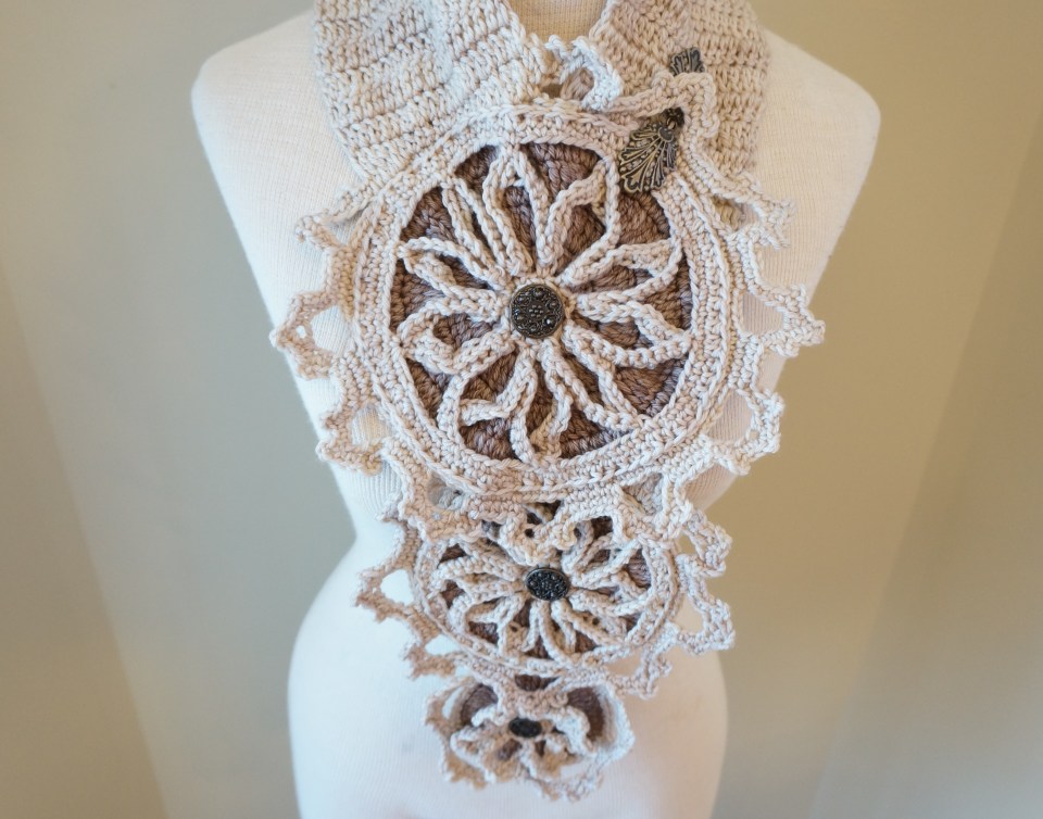 Stone tracery rose window scarf long