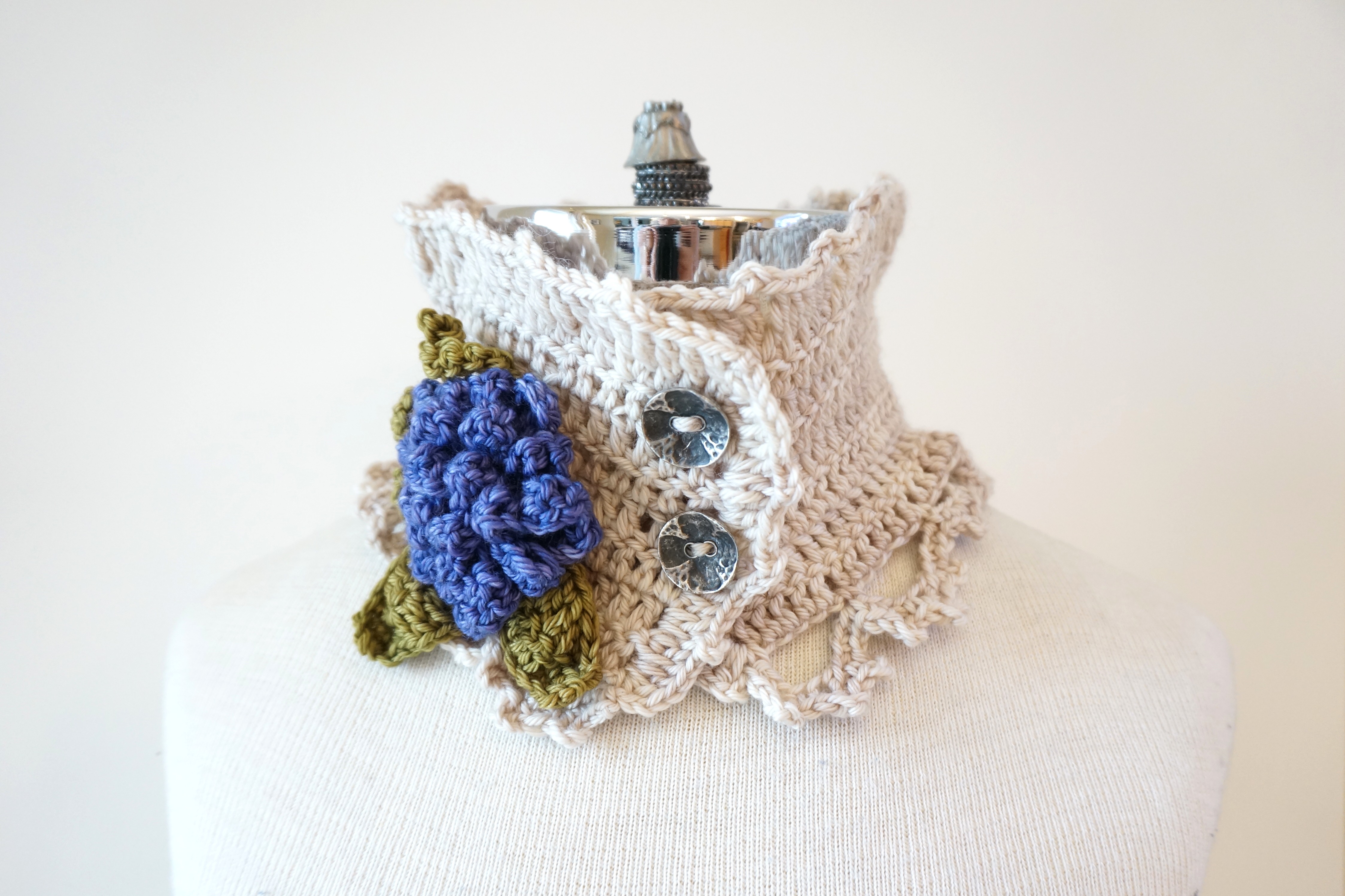 hydrangea scarf purple ivory