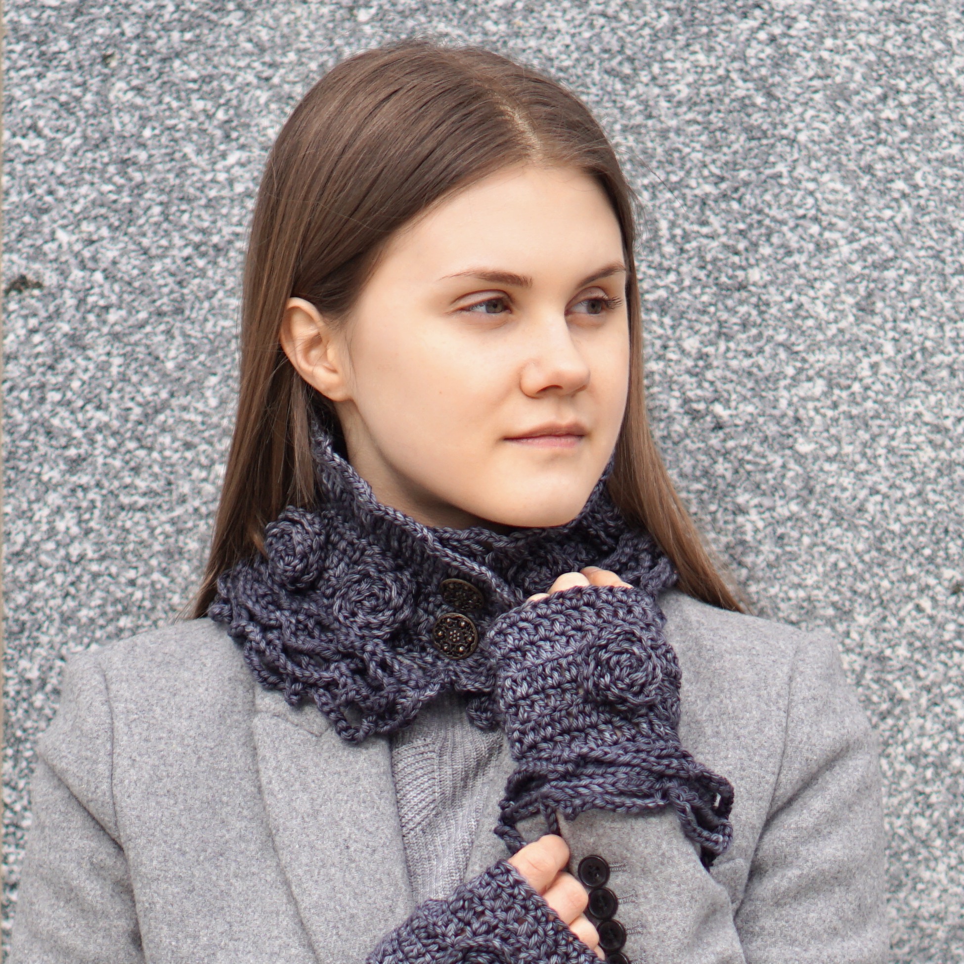 sophia rose classic collar scarf dk gray1