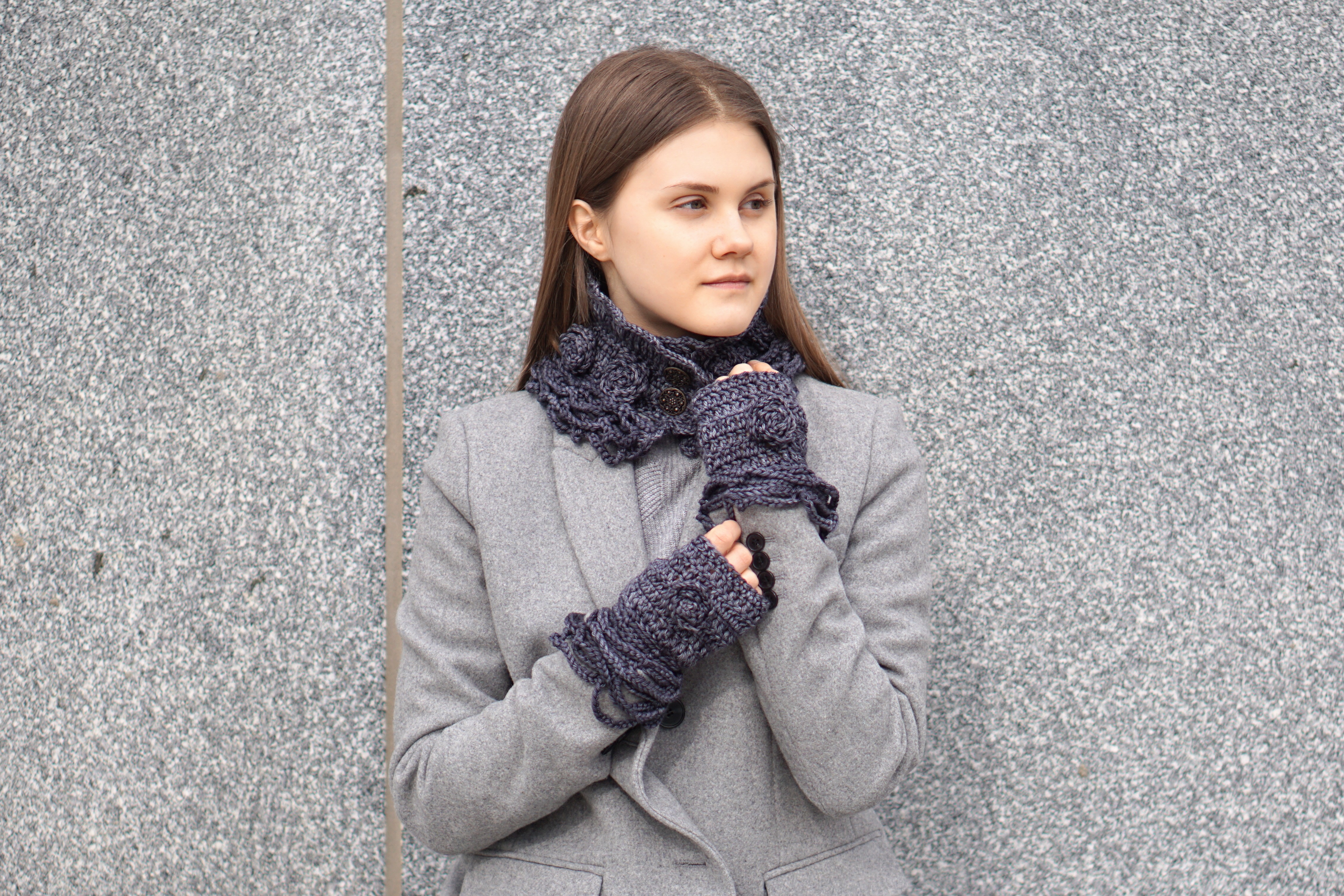 sophia rose classic collar scarf dk gray2