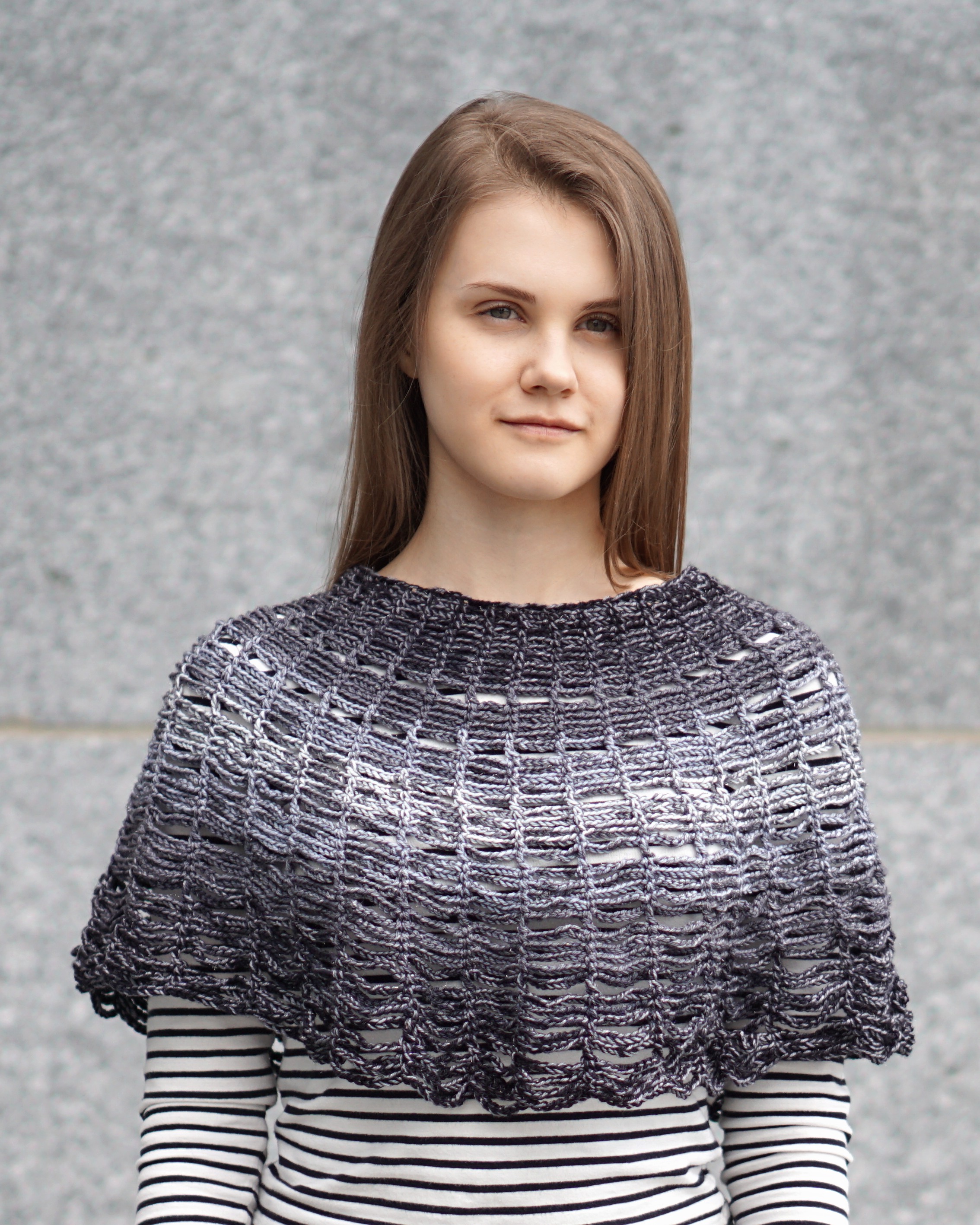 wired lace shawl poncho black to snowfall6