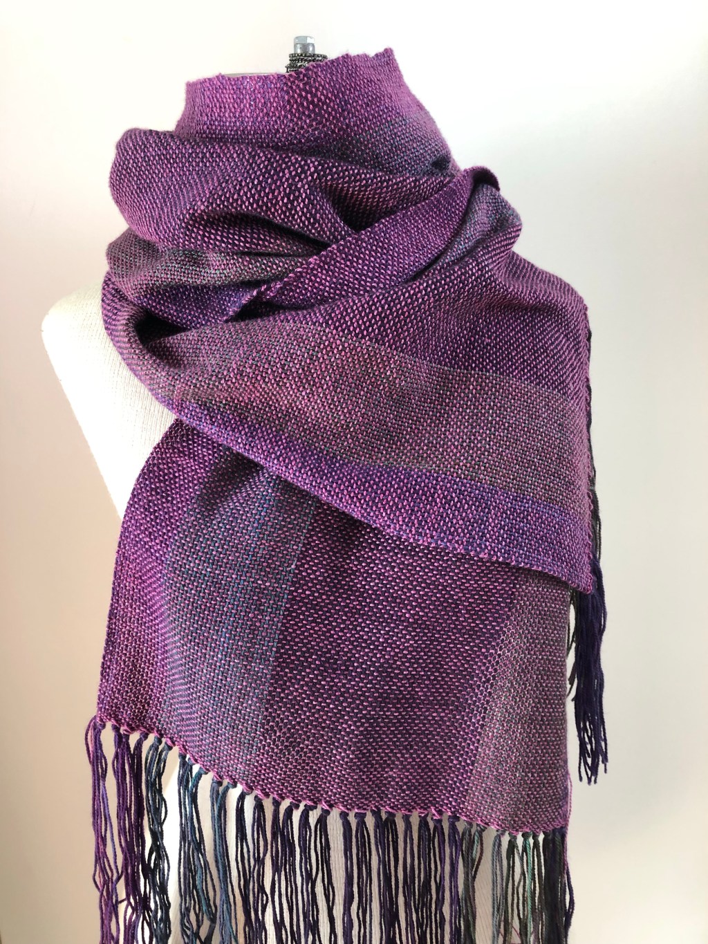 Hand Woven Scarf with Large Subtle Stripes