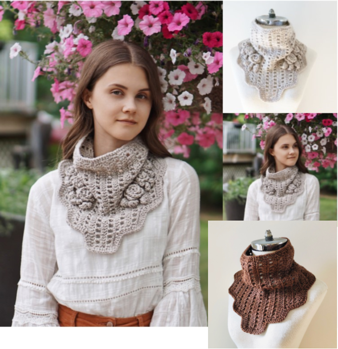 Rose Cowl Scarf Crochet pattern:
