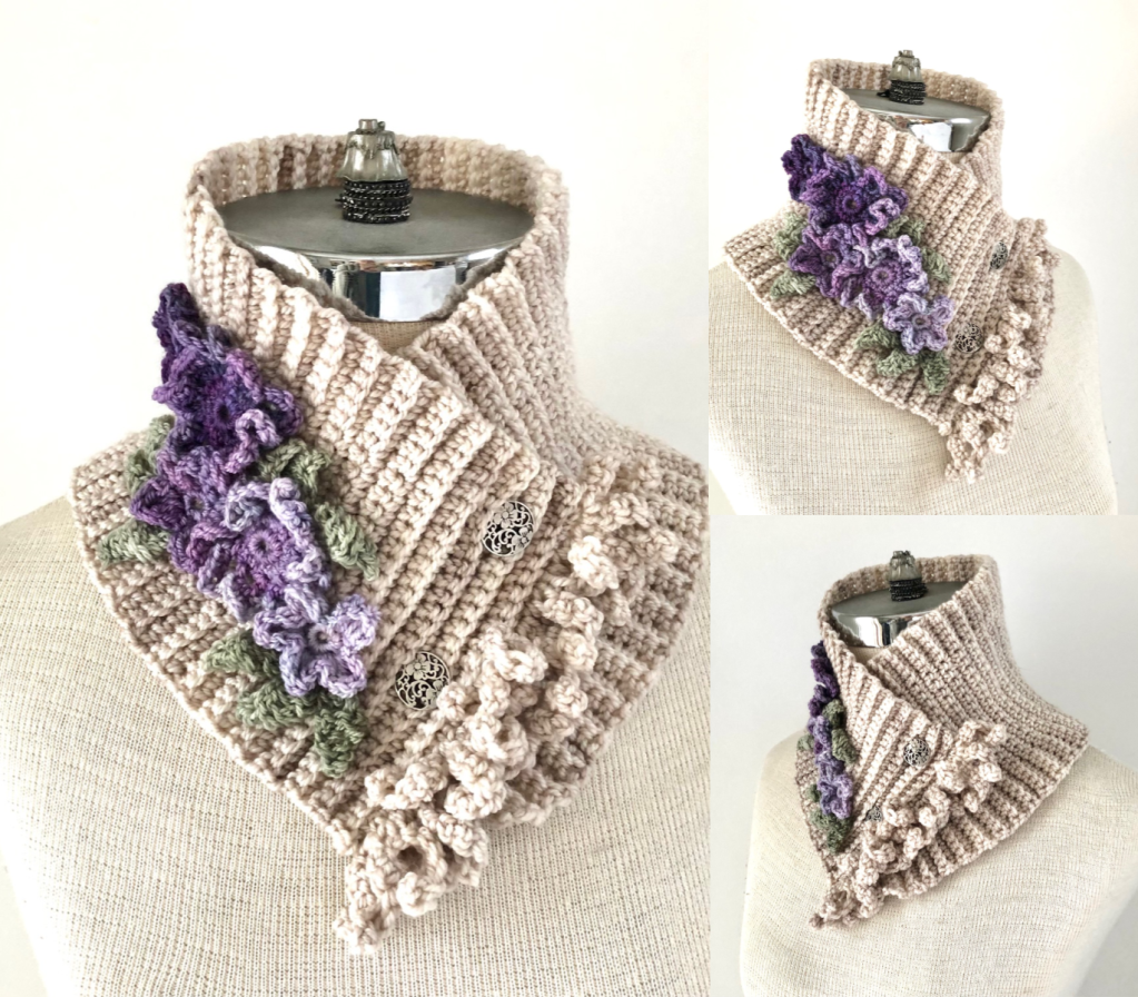 New Crochet Pattern – Floral Tea Garden Scarf in DK weight yarn.