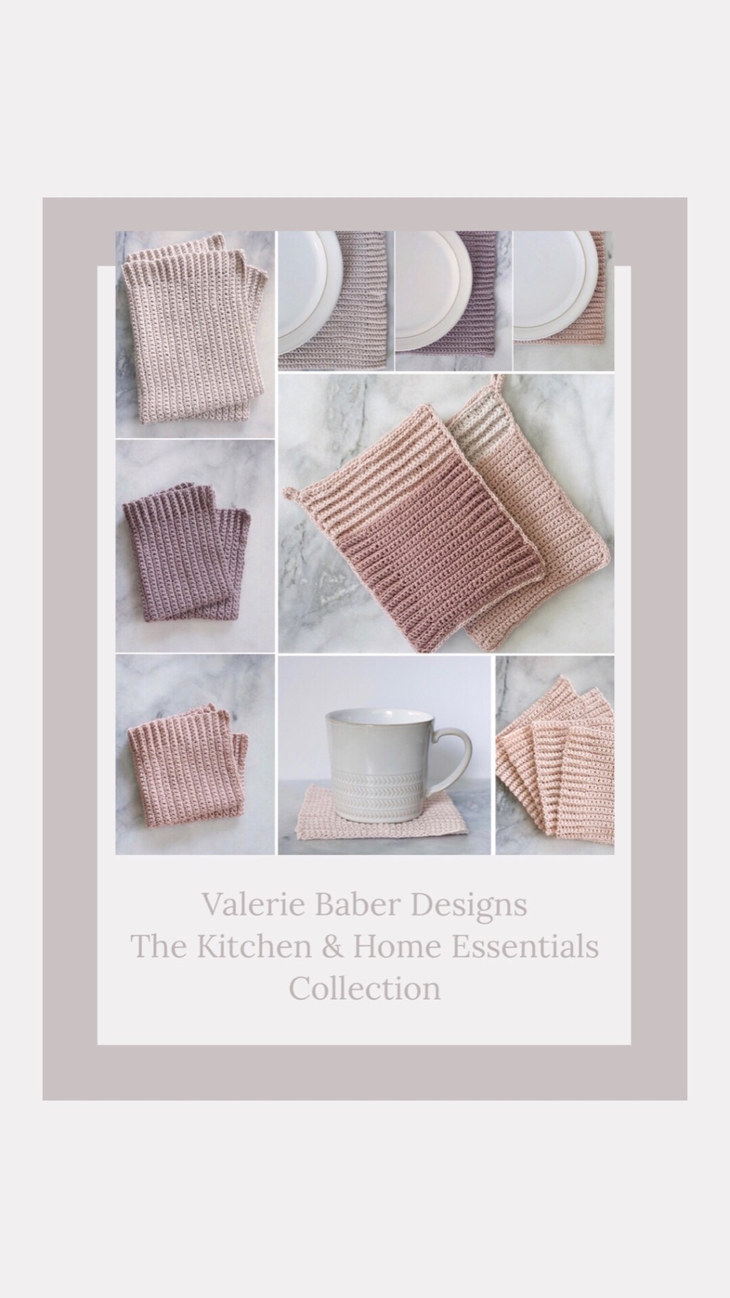 New! The Kitchen and Home Essentials crochet pattern collection includes placemats, dish cloths, dish towels, coaster and pot holder&nbsp;patterns.