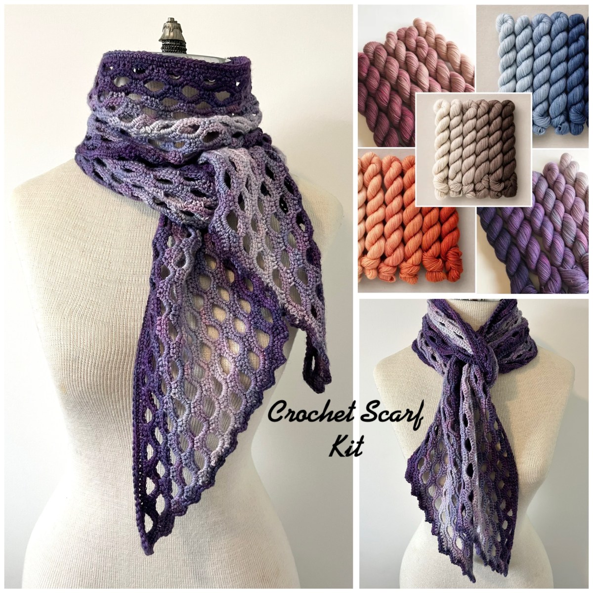 New!  Joyful Lace Colour Fade scarf crochet&nbsp;kit.