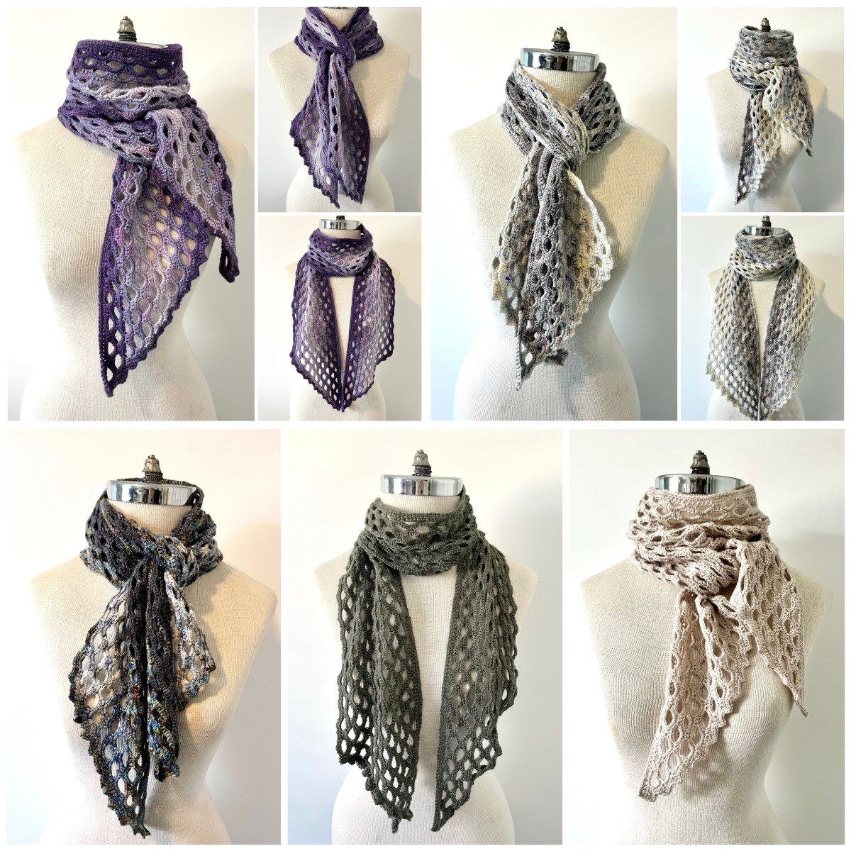New!  Joyful Lace Colour Fade scarf crochet pattern can be made in various colour&nbsp;ways.